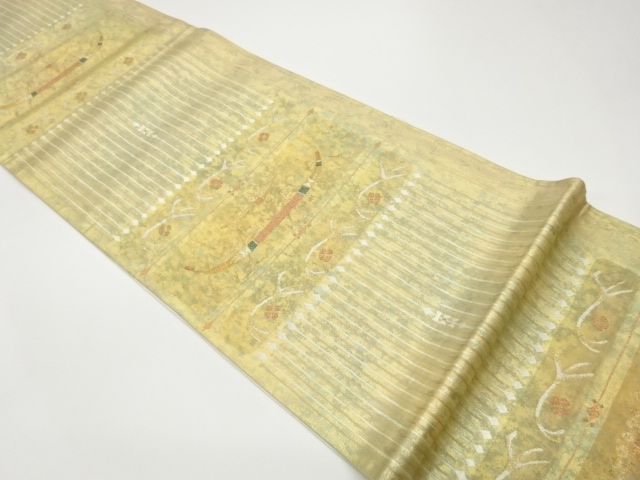 JAPANESE FUKURO OBI / URUSHI FOIL / WOVEN ABSTRACT ANIMALS